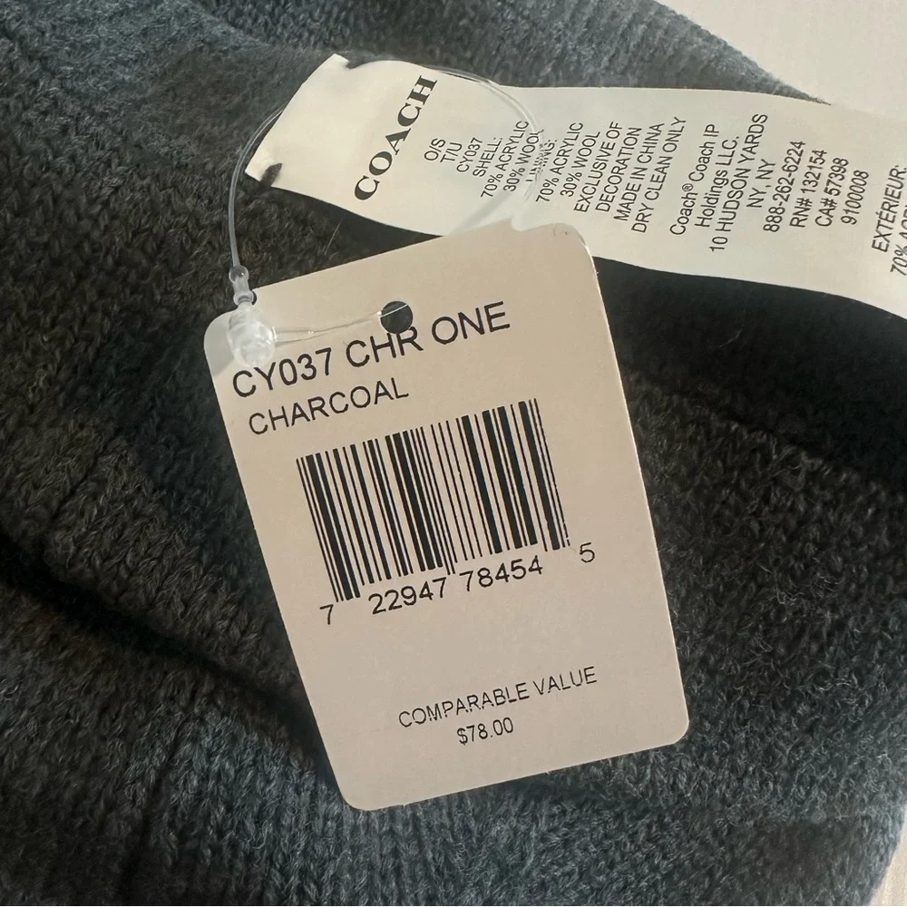 NWT Coach Script Print Knit Beanie & Scarf Bundle